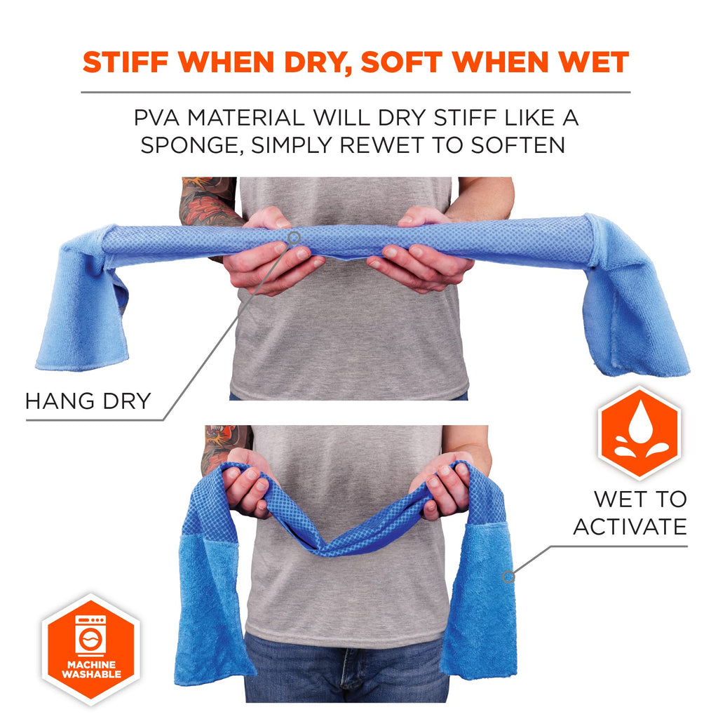 Ergodyne Chill Its 6604 Cooling Towel, Long Lasting Cooling Relief, Microfiber Cleaning Cloth Ends 35.00" x 8.00"