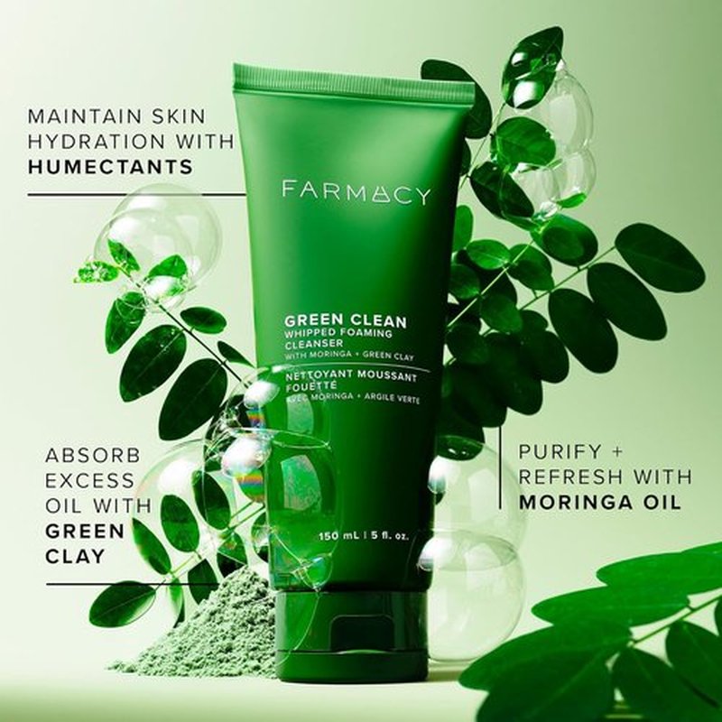 Farmacy Foaming Face Wash for Oily Skin - Oil-Free Gentle Cleanser & Exfoliator with Green Clay (150ml)