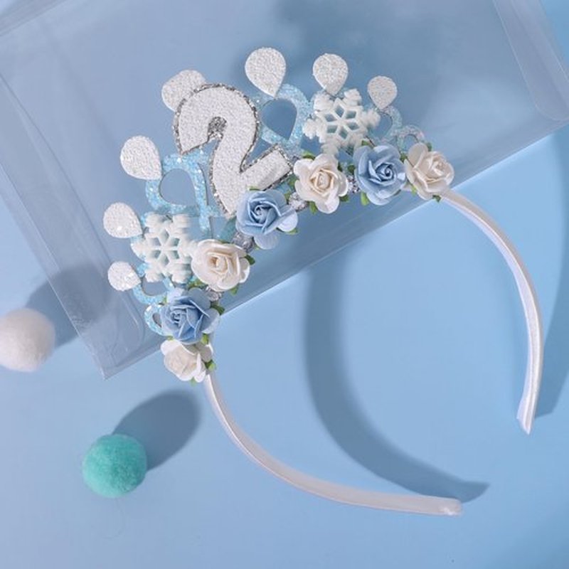 Jissoo Snowflake Ice Queen Crown - 2nd Birthday Tiara, Snow Queen Tiara Alice Band Headband, Party Props, Girl Gifts (Frozen-2), Small