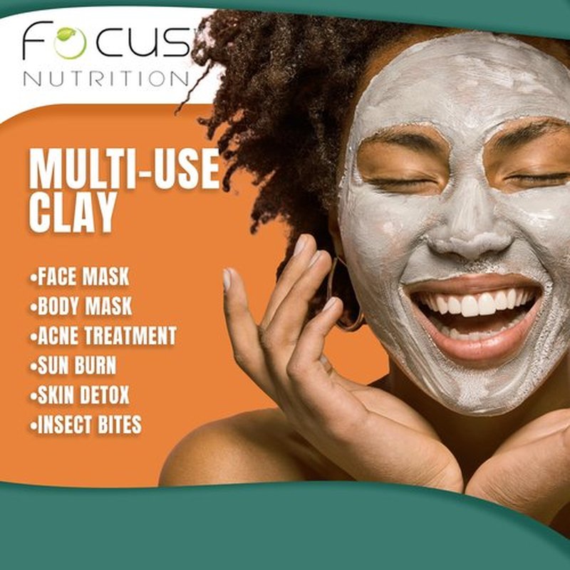Focus Nutrition Calcium Bentonite Clay - 2 lbs Calcium Bentonite Clay Powder Clay Mask for Face Body Detox Hair Mask Skincare Ancient Healing Clay