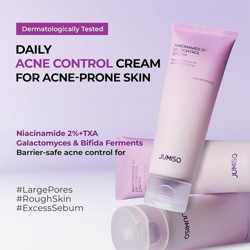 JUMISO Niacinamide 2+ Oil Control Cream - Korean Moisturizer for Oily Skin | Pore Minimizing & Sebum Balancing - 2.7 fl. oz