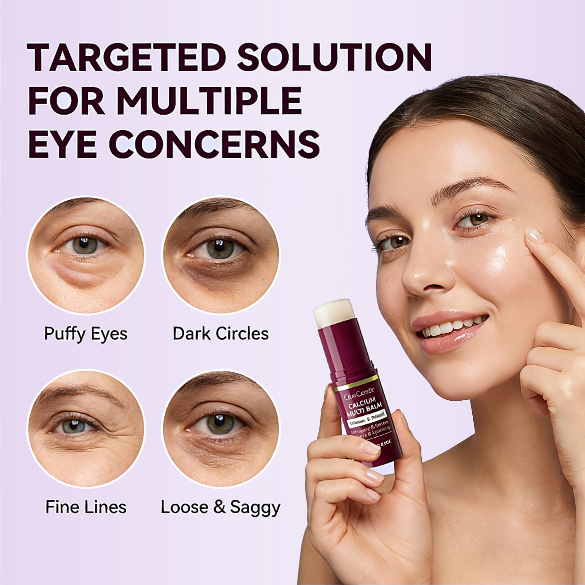 QueCemic Calcium Multi Balm Stick, Calcium Volume Multi Balm, Collagen Hydrating Stick, Anti-aging, Nourishing, Moisturing All In One Skin Care Stick for Face, Eyes & Neck, For All Skin Types, 10g