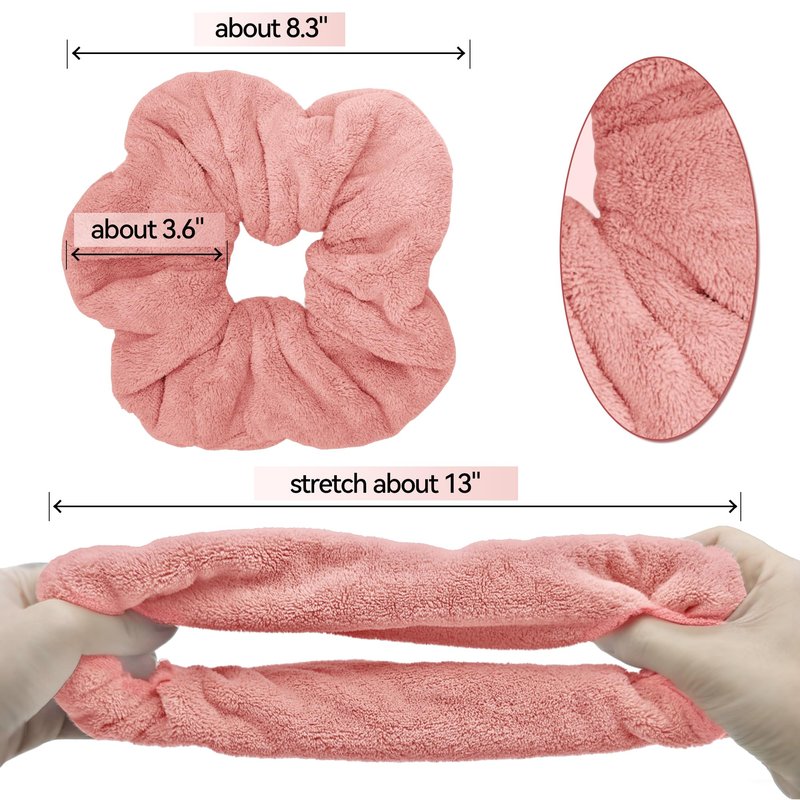 YIERSO Large Microfiber Hair Towel Scrunchies,Oversized Scrunchie Hair Wraps for Wet Hair,Absorbent Soft Fast Drying,Home Gym Travel Shower Sleep Hair Towel Accessories 4Pack