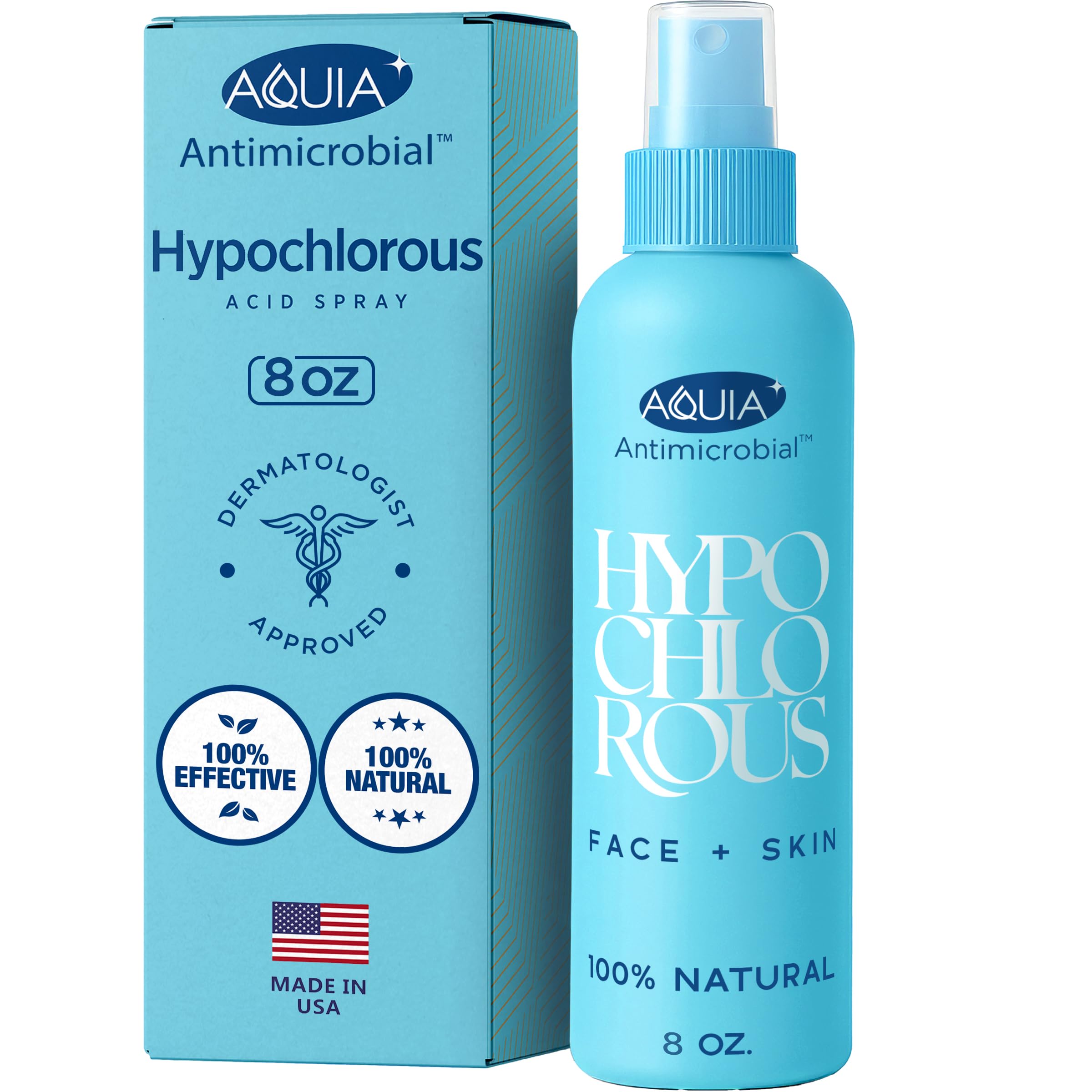 Hypochlorous Acid Spray for Face and Skin; Facial Cleanser | 8oz Face Mist Hypochlorous Acid Spray for Skin, Acne, Rash, Eczema, Wound | Antimicrobial Facial Cleanser Acne Sprays; Smart Skincare
