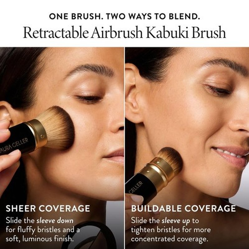 LAURA GELLER NEW YORK Get Glowing Kit (2pc): Baked Balance-n-Glow Illuminating Powder Foundation, Fair + Airbrush Kabuki Makeup Brush