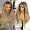 Eawwii 13x4 HD Lace Front Glueless Wigs for Women Ombre Blonde Long Layered Wave Wig Natural Hairline Heat Resistant Synthetic for Daily Use Beginner Friendly 26 Inch