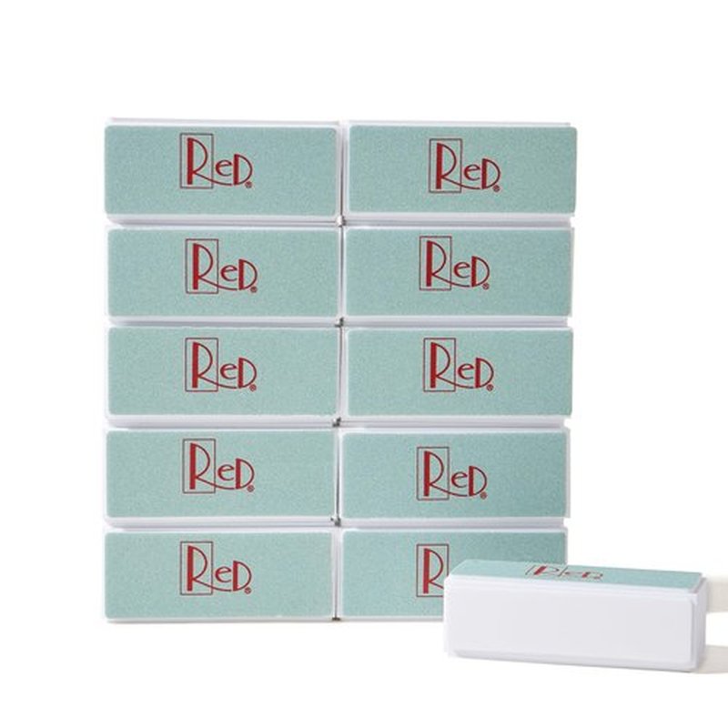 RED 4-Sided Nail Buffer Block - Multi-Grit Shine Files for Salon & Home Use, 4-in-1 Buffing Pads with Smooth Polishing Surface, 10 Pack（Nail Care Kit for Natural & Acrylic Nails