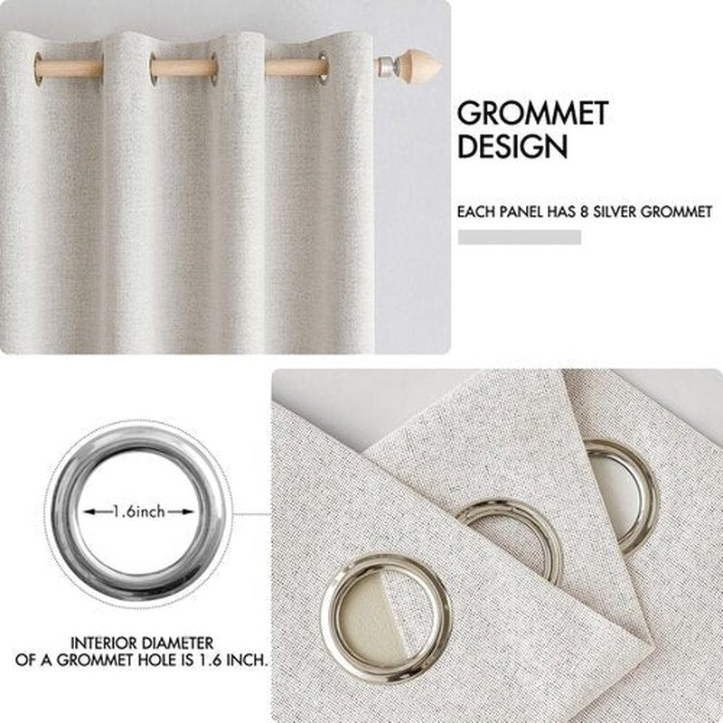MIULEE Blackout Curtains - 100% Thermal Insulated Linen Textured Drapes | Cream White, 52 x 63 Inch (2 Panels)