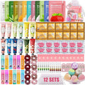 132PCS Spa Party Supplies for Women, Spa Party Favors Include Face Masks, Hand Cream, Lip Balm, Under Eye Patches, Lip Mask, Foot Bath Bombs, Hair Band, Spa Birthday Sleepover Party Supplies for Girls