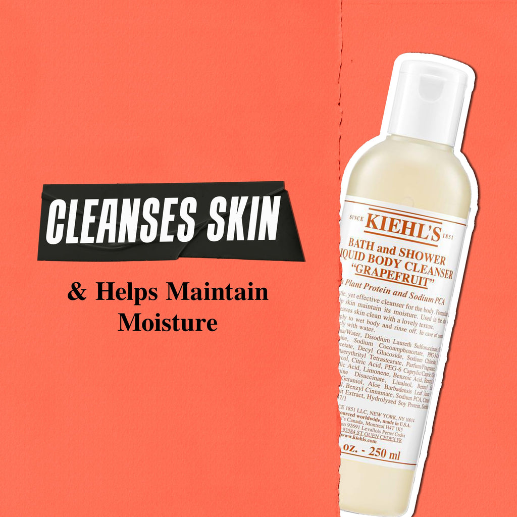 Kiehl's Grapefruit Liquid Body Cleanser, Gentle Refreshing Foaming Body Wash, Aromatic Bath + Shower Experience, Maintains Moisture, Smooths Skin, Conditions, and Hydrates - 33.8 fl oz /1 Liter Refill
