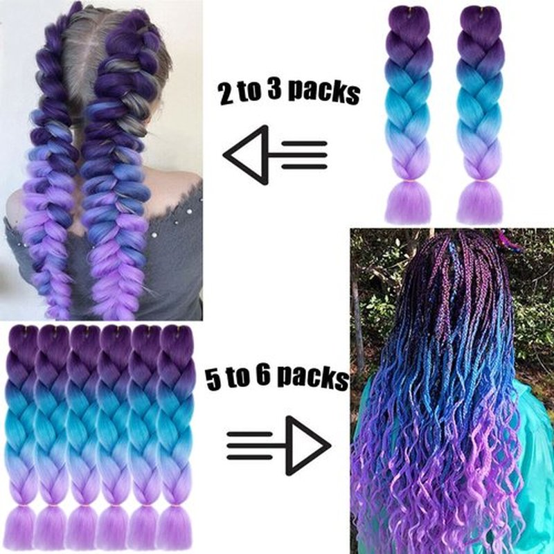 TENGSHUO FLY Black to Brown to Light Brown Braiding Hair 6 Packs Synthetic Braid Hair Extensions Ombre Braiding Hair 24 Inch or Box Braids Twist Crochet Braids(24"6Pack,Black to Brown to Light Brown)