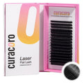 Curacoro Laser Flat Lash Extensions – Lightweight & Long-Lasting Flat Lashes with Laser-Enhanced Adhesion | True Black 0.15-CC Curl 7mm-15mm Eyelash Extensions for Professionals