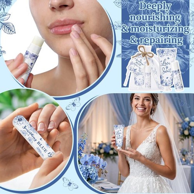 Leelosp 50 Sets Something Blue Before I Do Bridal Shower Hand Cream Lip Balm Nail File Gift Bulk Blue Floral Wedding Favors Travel Size Thank You Gifts Set Bridal Shower Favors for Guests