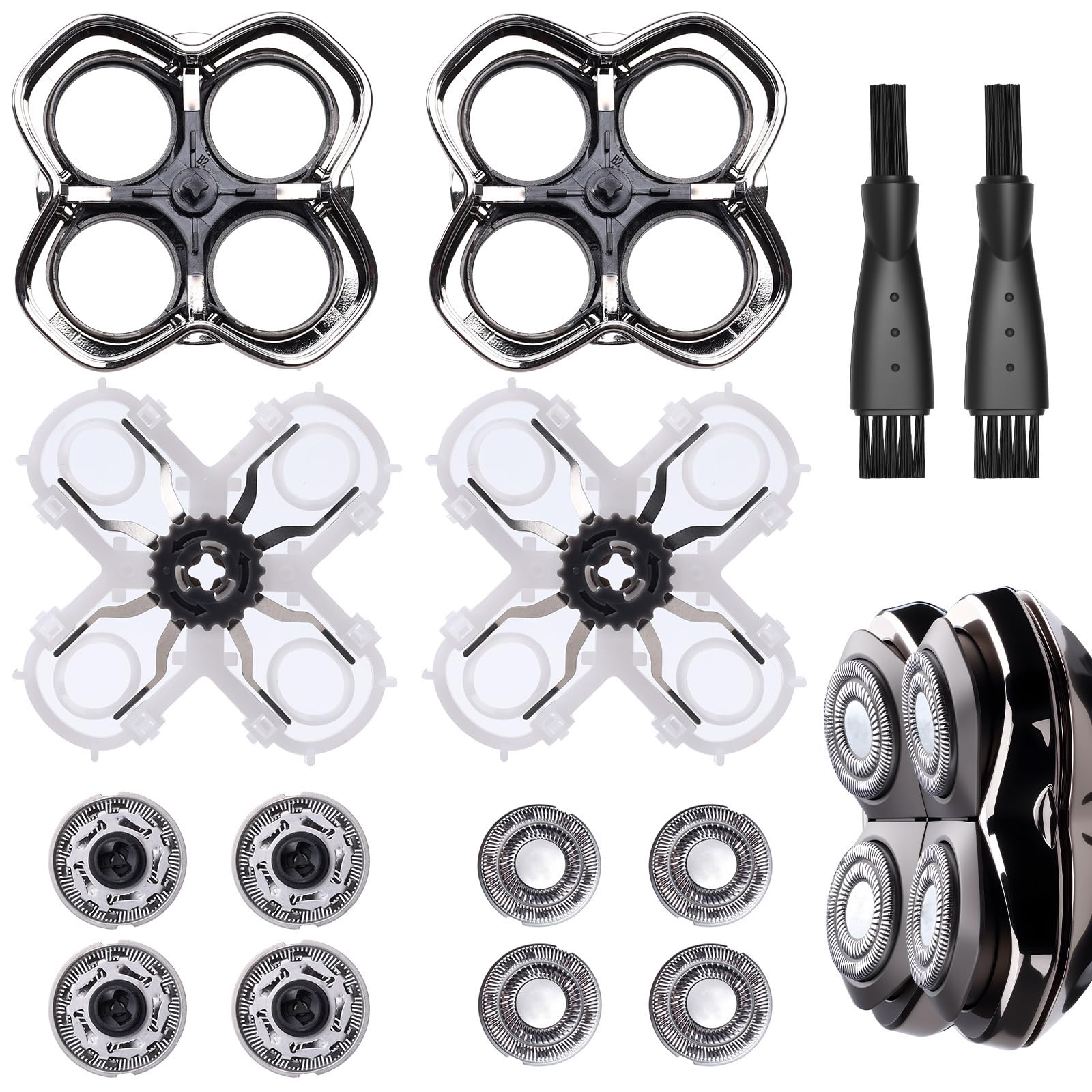 2Pack Pro 4 Shaver Replacement Heads Compatible with Skull Pitbulls Gold PRO, Silver PRO, Platinum PRO Head Shavers, Electric Shaver Half Head for Men/Women (2 PACK FOUTE)
