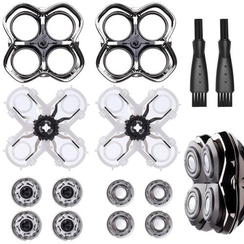 2Pack Pro 4 Shaver Replacement Heads Compatible with Skull Pitbulls Gold PRO, Silver PRO, Platinum PRO Head Shavers, Electric Shaver Half Head for Men/Women (2 PACK FOUTE)
