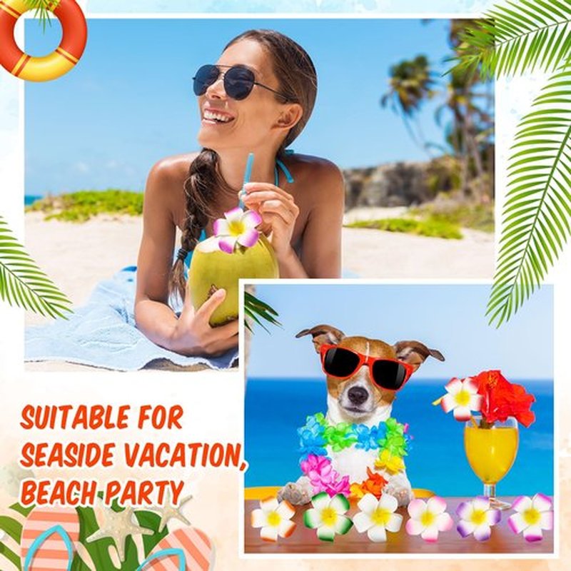 Geosar 100 Pcs Plumeria Hair Clip Hawaiian Foam Flower Hair Clips for Women Luau Beach Hawaii Tropical Bridal Wedding Party Decorations Accessories Vacation Supplies(2.8 Inch)