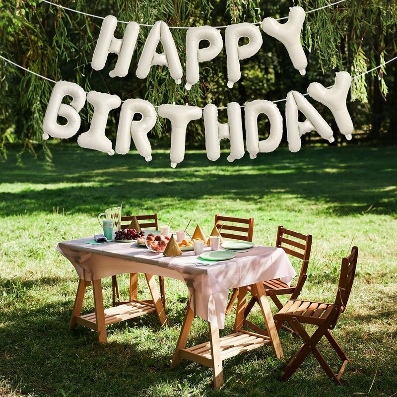 Beige Number 1 Balloon - Happy Birthday Balloon Banner for First Birthday Celebration