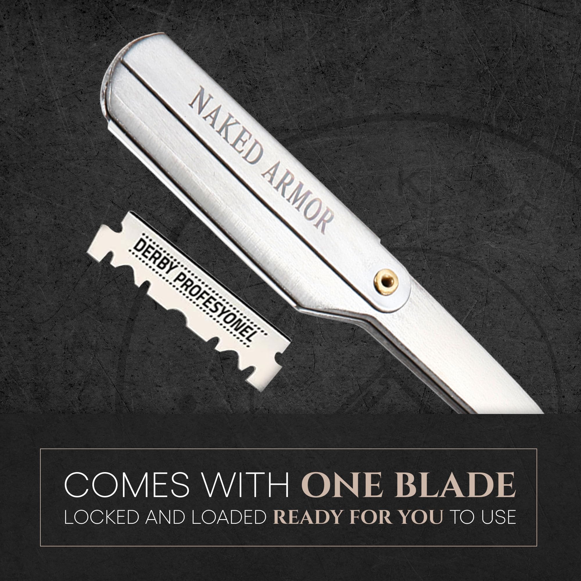 Naked Armor Samson Shavette Straight Razor, Replaceable Single Edge, Blue