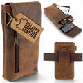 Moonster Leather Phone Holster – Genuine Full-Grain Leather for iPhone 17/16/15/14 Pro Max & Plus, Galaxy S25/S24 Ultra – Slim Belt Clip Phone Pouch with Magnetic Closure, Fits Thick Cases – 7” x 3.5”