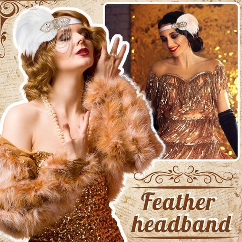 Patelai 4 Pcs Vintage 1920s Flapper Headband Rhinestone Flapper Headpiece Roaring 20s Accessories for Women Mardi Gras Outfit(White)