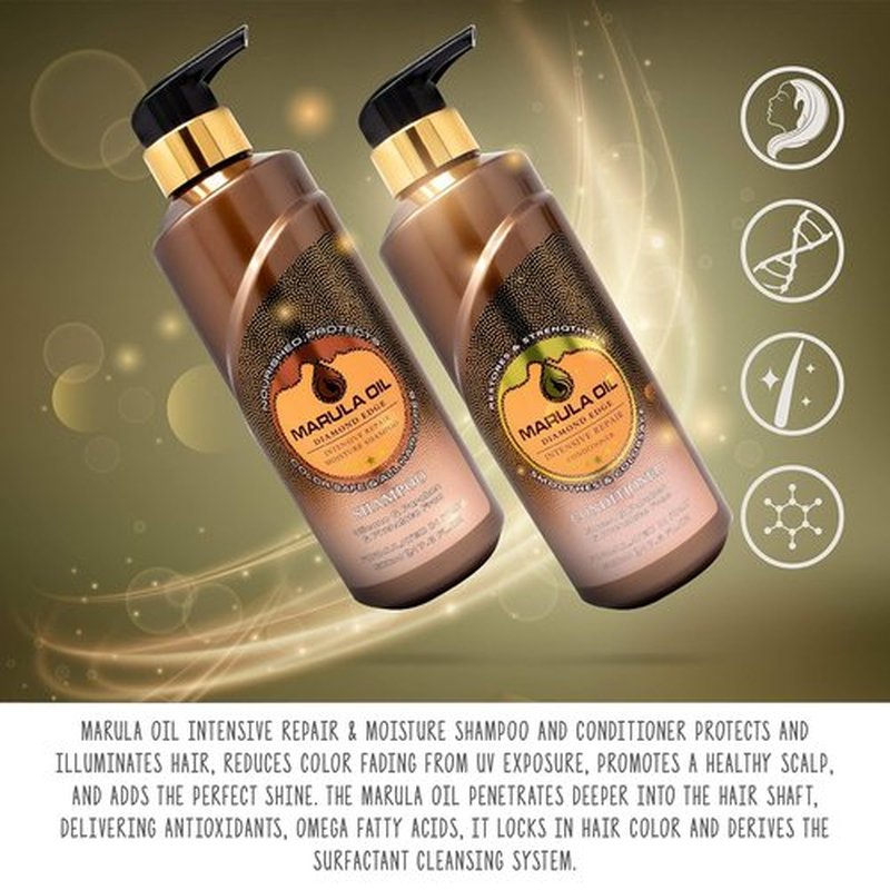 **Regine Switzerland Marula Oil Shampoo & Conditioner Set - Color Safe, Ultra Moisturizing, Sulfate Free | 16 oz Pump Bottles**