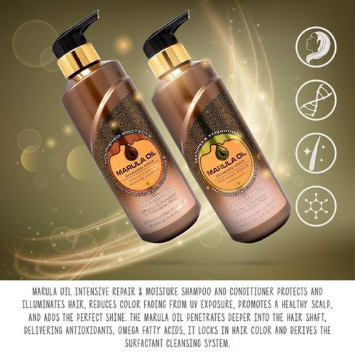 **Regine Switzerland Marula Oil Shampoo & Conditioner Set - Color Safe, Ultra Moisturizing, Sulfate Free | 16 oz Pump Bottles**