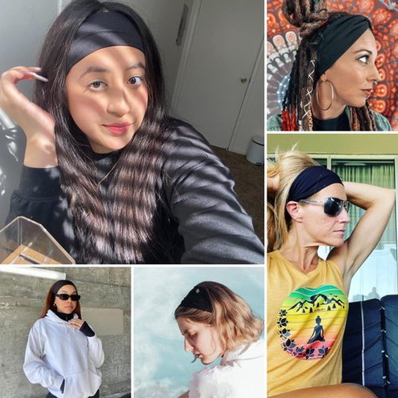 MLMOMVME Headbands for Women 3 Pcs Black Wide Cotton Non-slip Stretchy Elastic Head Wrap Holder Hair Accessories