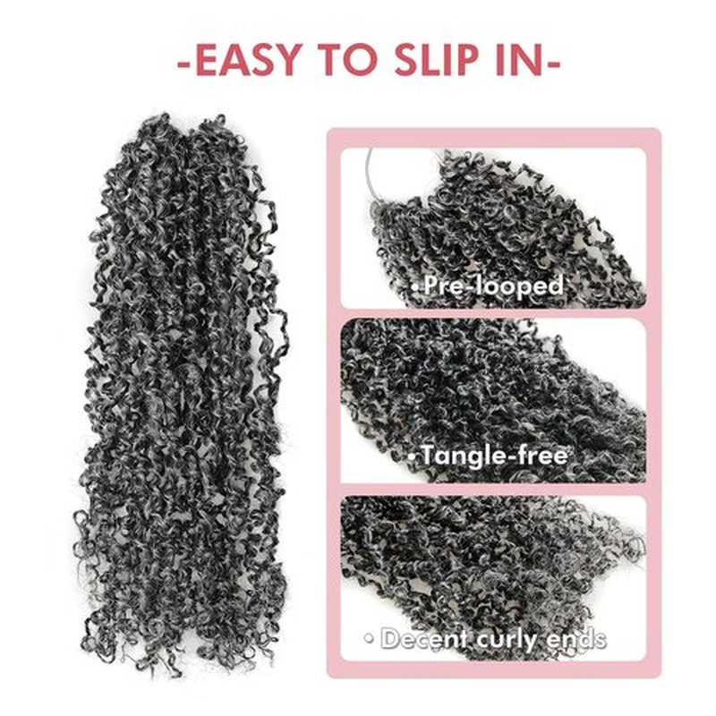 Pelokaa Yanky Twist Crochet Hair - 10 Inch 8 Packs (240 Strands) Gray Micro Salt and Pepper Braids Fluffy Spring Passion Micro Mini Twist, Pre-Looped Short Curly Crochet Hair (10 Inch, F1B/Gray-8P)