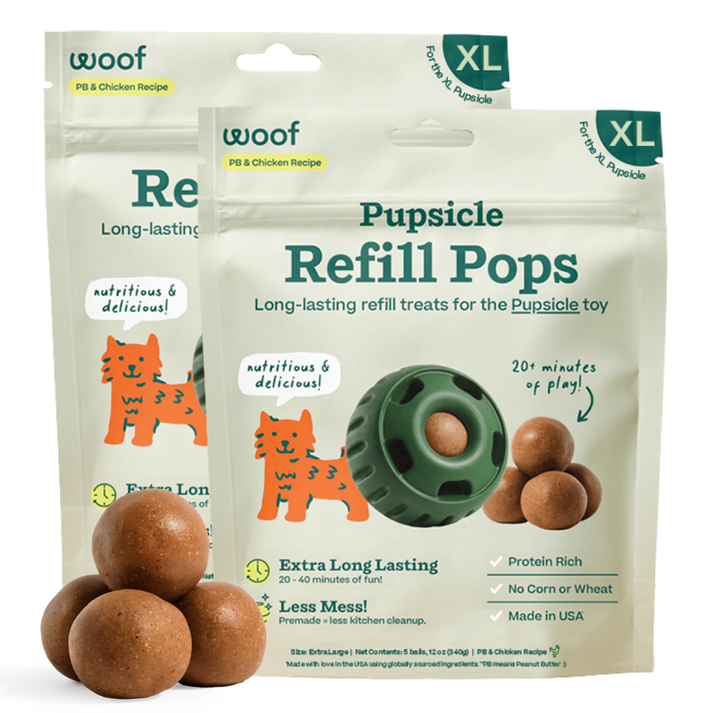 WOOF Pupsicle Chicken Refill Pops Dog Treats, XL, 5 Count, 2 Pack
