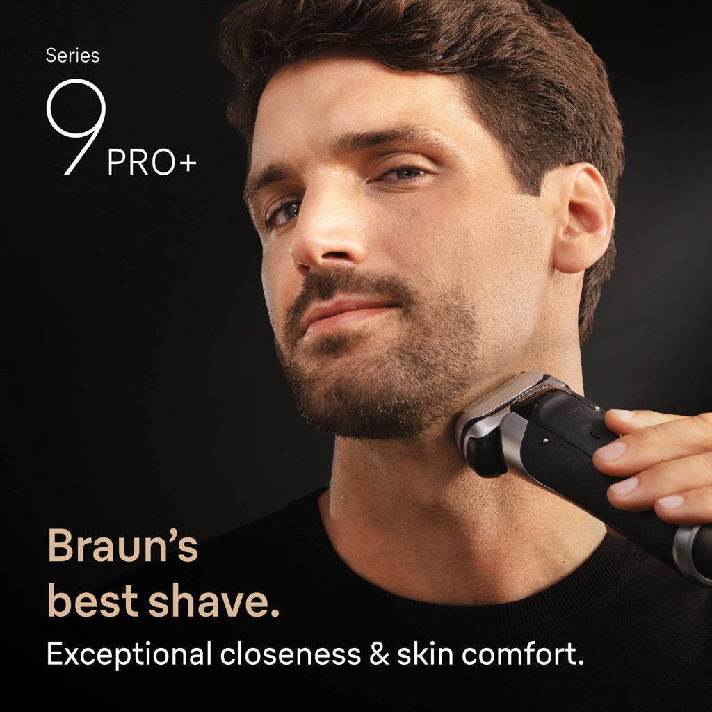 Braun Series 9 PRO+ Electric Shaver for Men, Wet & Dry Foil Razor, 6-in-1 SmartCare Clean & Charge Center, Built-in Precision ProTrimmer, Travel Case, Silver 9667cc