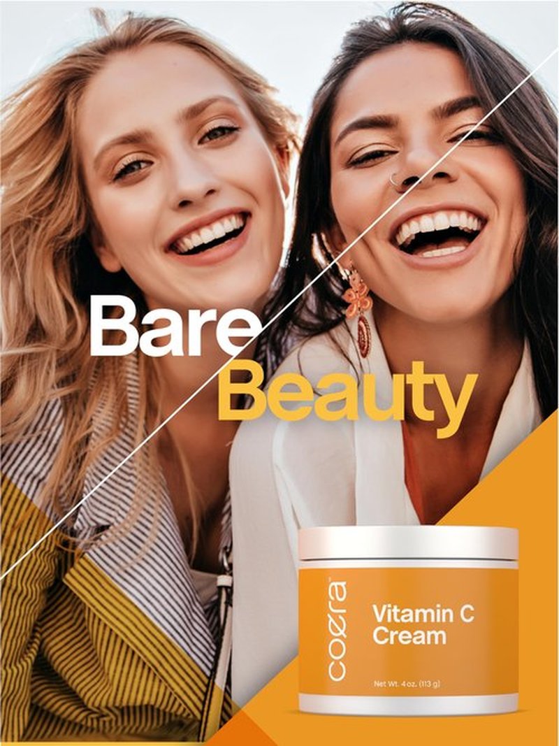Coera Vitamin C Cream | 4oz | For Face, Dark Spots, Body, and Skin | Brightening, Hydrating, & Firming Moisturizer | Free of Parabens, SLS & Fragrances | Cruelty Free | Packaging May Vary