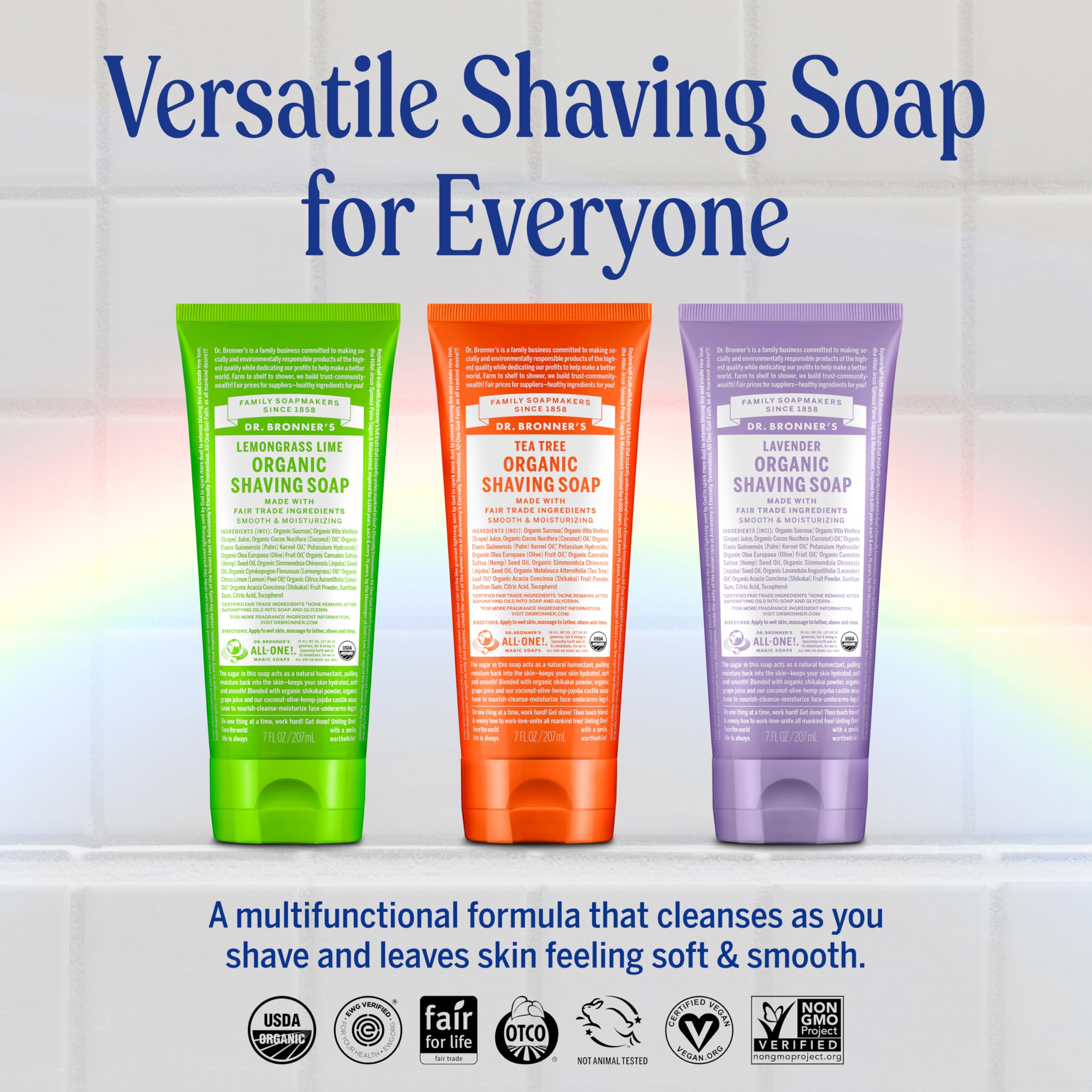 Dr. Bronner's - Organic Shaving Soap (Unscented, 7 Ounce) - Certified Organic, Sugar and Shikakai Powder, Soothes and Moisturizes for Close Comfortable Shave, Use on Face, Underarms and Legs