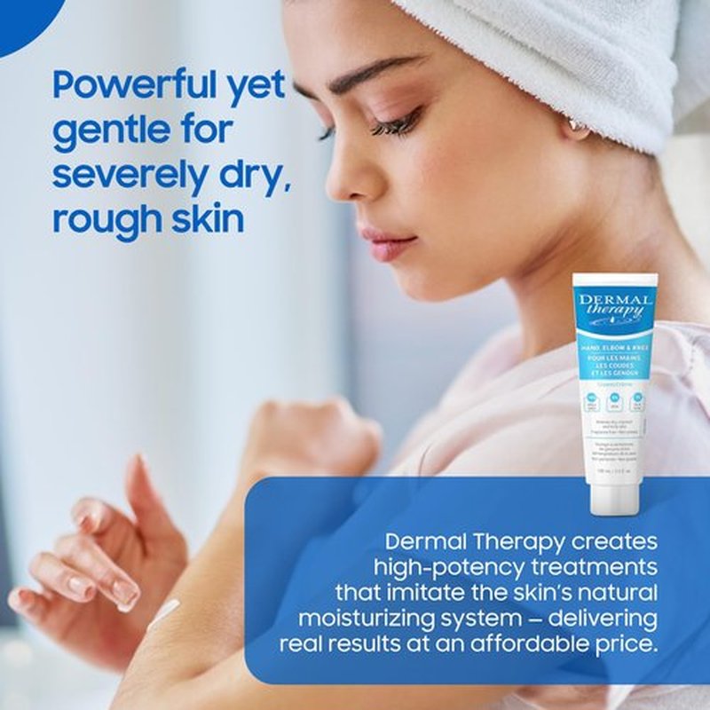 Dermal Therapy Hand Elbow & Knee Cream with 15% Urea & 6% AHA - Deeply Hydrates & Exfoliates Dry, Cracked Skin on Hands, Elbows & Knees - Fragrance-Free, Non-Greasy - 3.5 fl oz / 100 ml