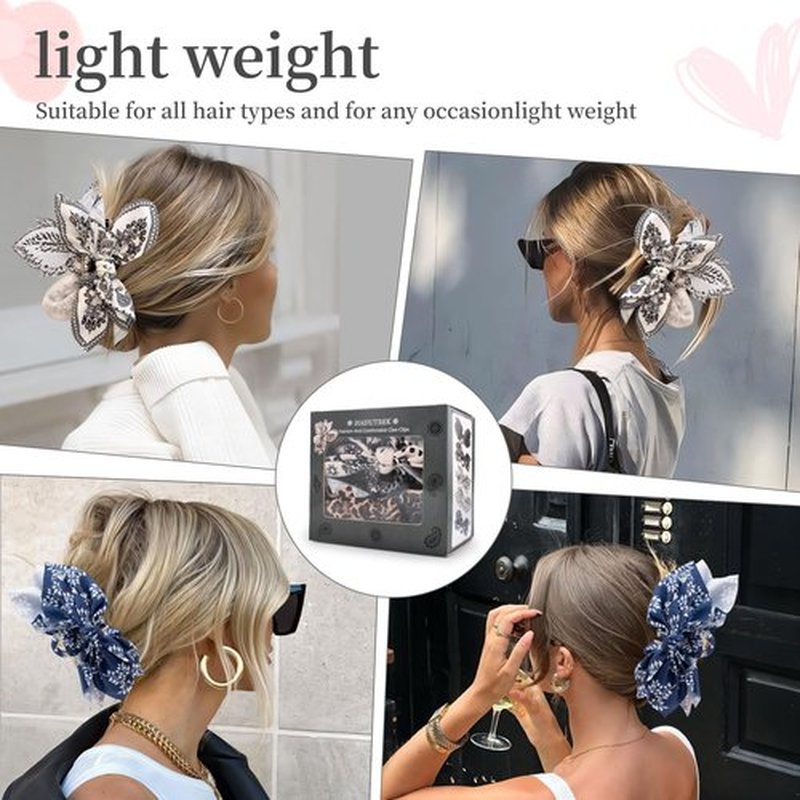 Bow Claw Hair Clips 2PCS Paisley Big Hair Bows for Women Butterfly Styling Large Hair Clips for Thick Hair for Girls Hair Accessories for Teens Gifts for Ladies