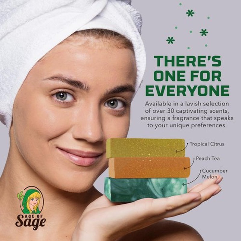 Age of Sage Natural Bar Soap for Men - Vegan Bath Soap Bars Gift Set - Handmade Cold Process Artisan Soap w/Essential Oil, All Moisturizing Wash Soaps, Fragrant Cucumber Melon Scent (4 Pack)