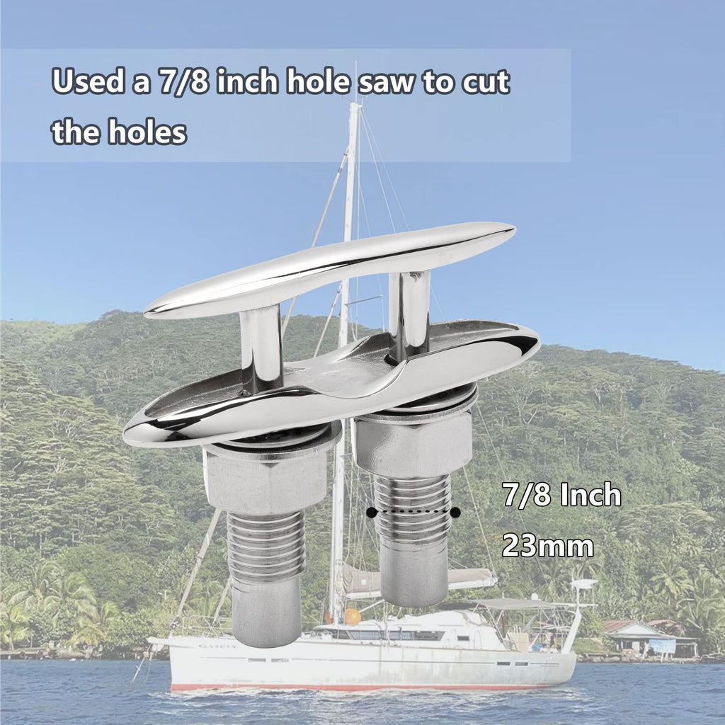 Searoam Pull Up Boat Cleats Retractable Boat Claet 316 Stainless Steel Hidden Flush Mount Cleat 5 Inch Pop Up Boat Cleats,Popup Cleat Yacht Marine Boat Dock Cleats Accessory