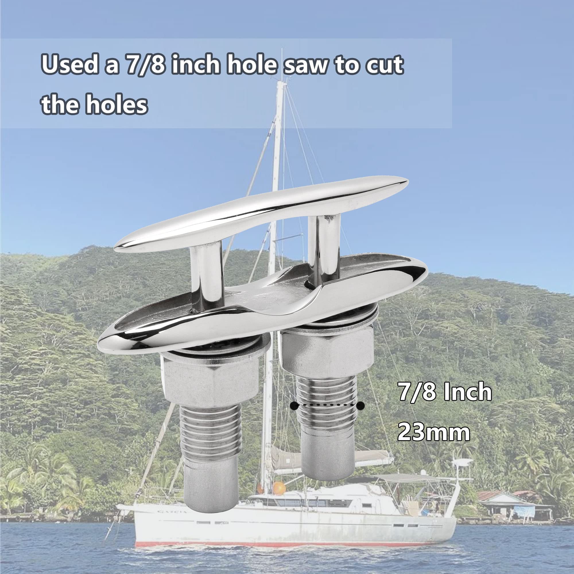 Searoam Pull Up Boat Cleats Retractable Boat Claet 316 Stainless Steel Hidden Flush Mount Cleat 5 Inch Pop Up Boat Cleats,Popup Cleat Yacht Marine Boat Dock Cleats Accessory