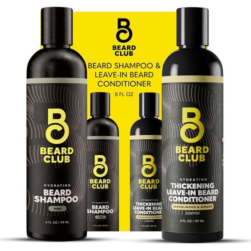 Beard Club Beard Wash & Conditioner Set - Hydrating Shampoo & Leave-In Conditioner for Men | Grooming Gift Kit