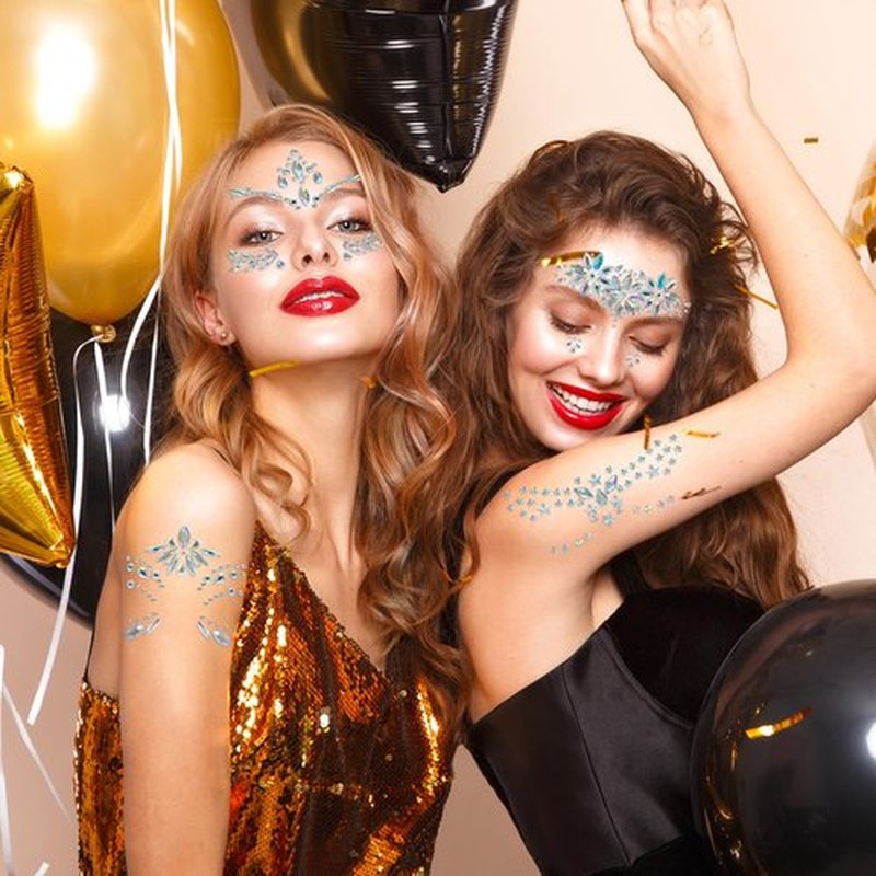 Allruyee 20 Sets Face Jewels - Mermaid Glitter Gems. Waterproof Temporary Tattoos for Eyes & Face. Ideal for Parties, Raves, Carnivals & Holiday Costumes - Top Rave Makeup Accessories