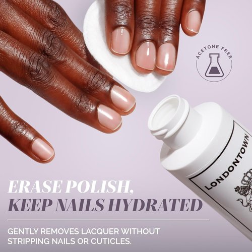 LONDONTOWN Nail Polish Remover Set - Acetone-Free, Gentle Pads That Condition Nails & Cuticles | 8 Fl Oz