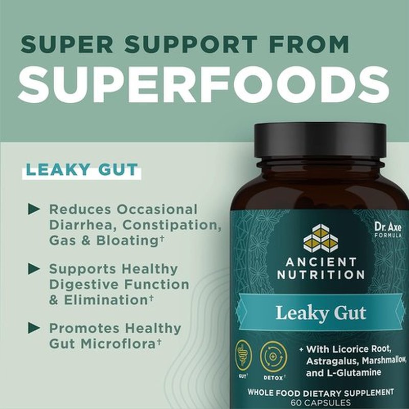 Ancient Nutrition Gut Health Supplement - Leaky Gut Capsules with Licorice Root & L-Glutamine | 60 Count