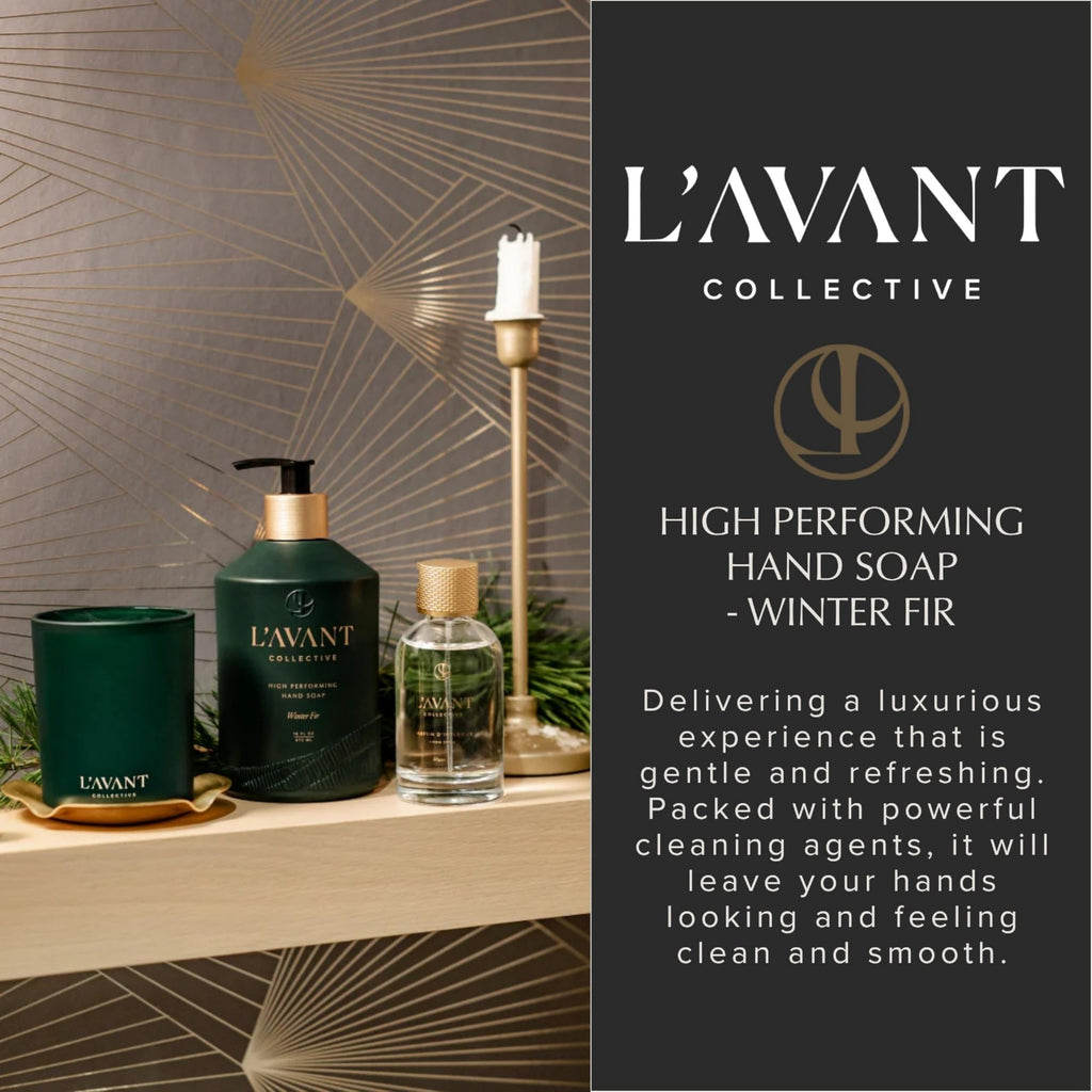 L'AVANT Collective Natural Luxury Hand Soap | Plant-Based, Non-Toxic & Moisturizing, Safe for Kids & Pets, Refillable Glass Bottle with Pump, 16 Fl Oz, Bathroom & Kitchen | Winter Fir