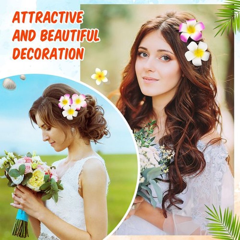 Geosar 100 Pcs Plumeria Hair Clip Hawaiian Foam Flower Hair Clips for Women Luau Beach Hawaii Tropical Bridal Wedding Party Decorations Accessories Vacation Supplies(2.8 Inch)