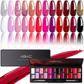 ABAC 24 Color Solid Gel Nail Polish,Ombre Gel Nail Polish,Pat Paint Nail Gel - Rose Gold Glitter & Wine Red Shades w/Pro Brush | No-Spill,Hema-Free for Date Nights,Holiday Gifts & Home Manicure