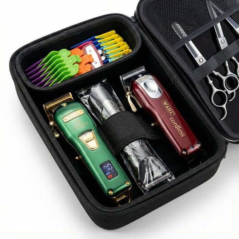 MeloSync Hard Barber Accessories Case for Hair Clippers, Hair Cutting Supplies Holder, Trimmer Organizer Storage for Men Razor Guard Grooming Kits -Black