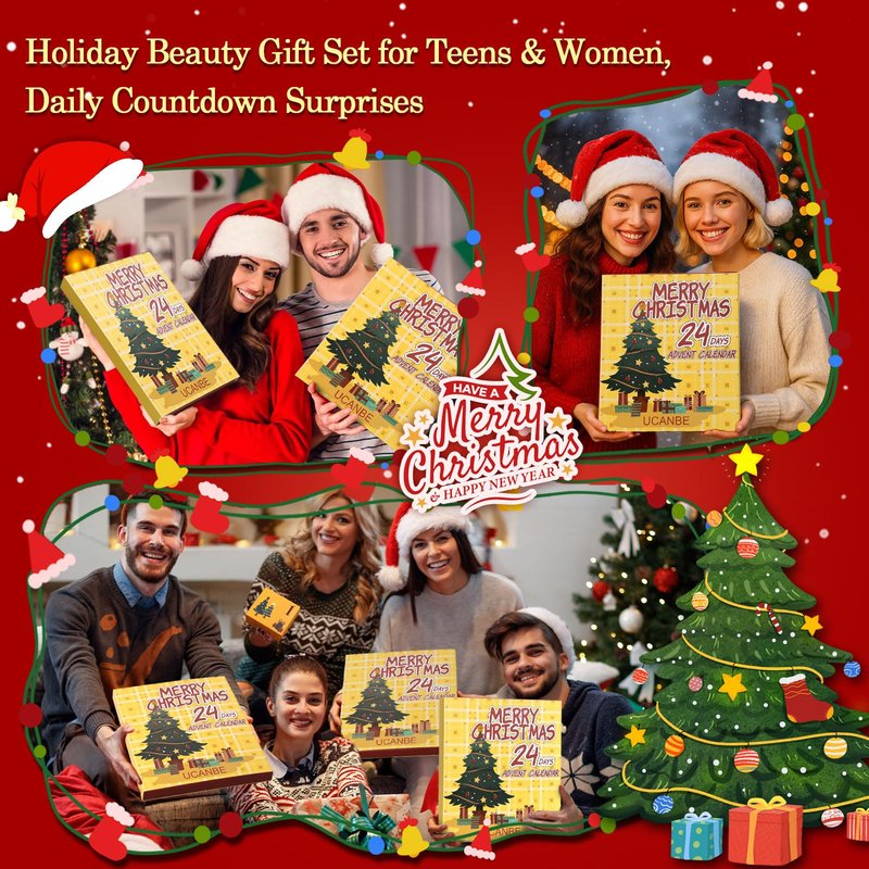 UCANBE Makeup Advent Calendar 2025, 24 Days Christams Makeup Sets For Women Gift, 2025 Xmas Countdown Calendar 24 Individually Boxed Full Make Up Kits For Teens Beauty Gift