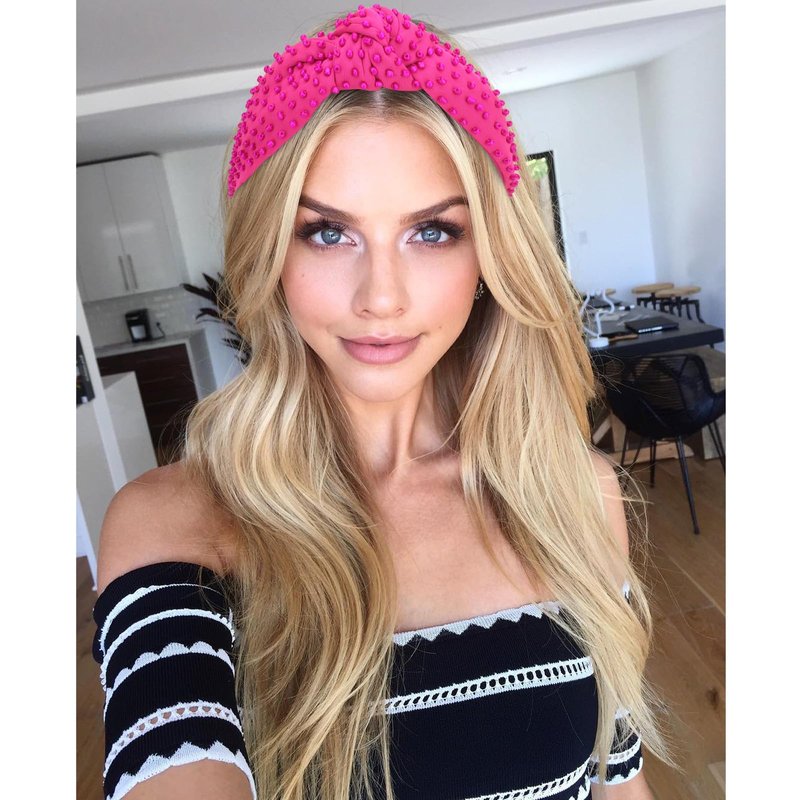 YISSION 1PC Pearl Knotted Headband for Women Non Slip Beaded Headband Wide Pearl Headbands Jeweled Embellished Hairband Hot Pink Head Band Hair Accessories for Women Girls