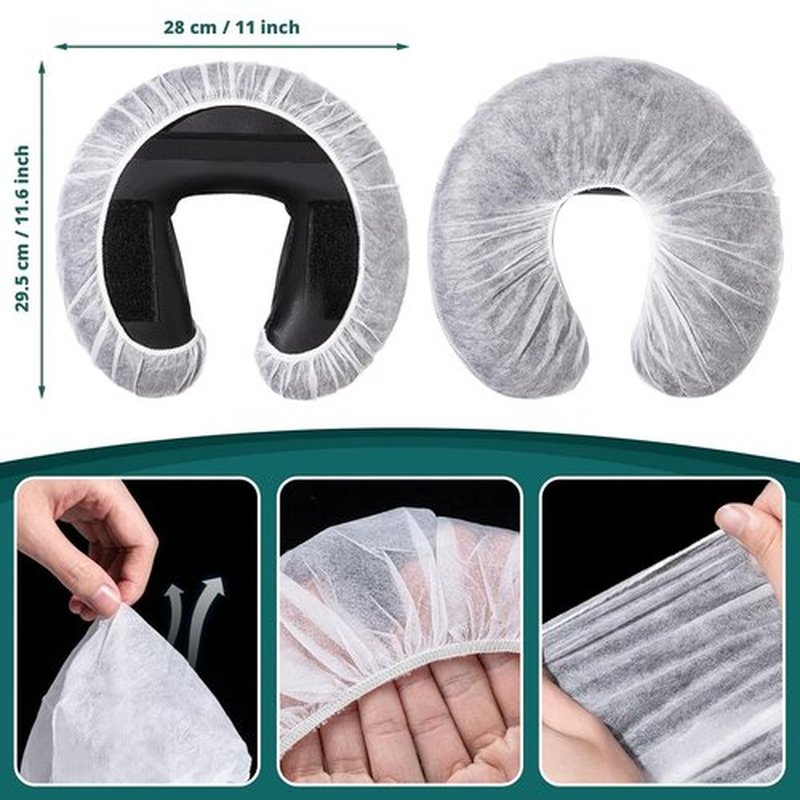 Noverlife Disposable Fitted Face Cradle Covers - 100PCS Ultra Soft Non-Woven Massage Table & Chair Covers | Universal Size
