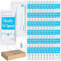 Threlaco 300 Pcs 60 Pack Body Wipes for Adults Bathing No Rinse Individually Wrapped Shower Wipes Washcloth with Aloe Cleansing Body Wash Cloths Disposable Bulk Deodorant Homeless(White Background)