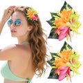Hawaiian Flower Hair Clips for Women - 2 PCS Artificial Tropical Orchid Hairpin Hawaii Floral Hair Accessories for Women Girls Leis Luau Party Costume Beach Pool Vacation Headwear Decorations